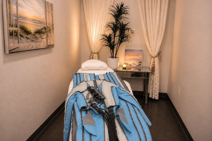 The Ballancer Pro compression suit ready in the treatment room at Alves Wellness in Yuma, Arizona